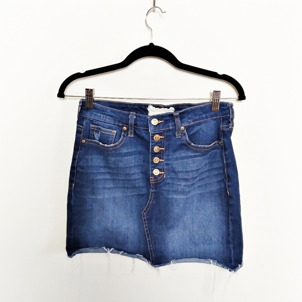 Altar'd State Denim Button Up Mini Skirt